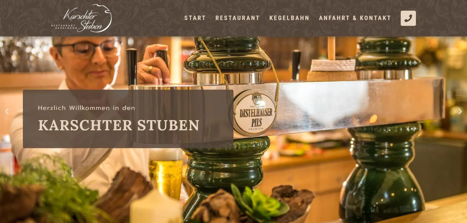 Startseite der Website Karschter Stuben